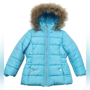 Protection System Children's Aqua Puffer Coat with Faux Fur Trim Size 2T